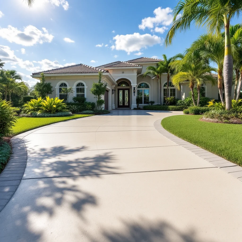 Concrete driveway in sunny Florida climate