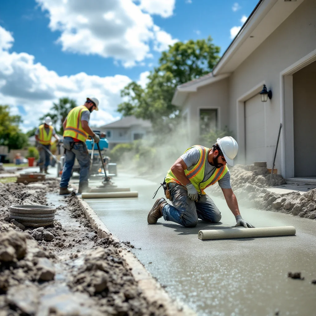 Professional concrete contractors at work in Orlando