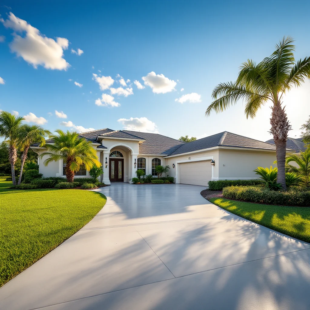 Florida home with professionally installed concrete driveway