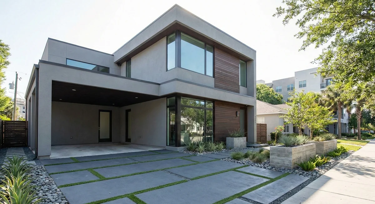 Contemporary concrete driveway in Downtown Orlando