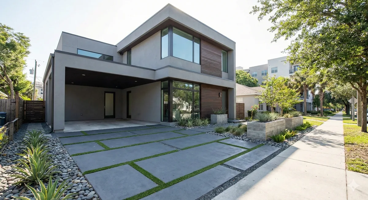 Contemporary concrete driveway in Downtown Orlando