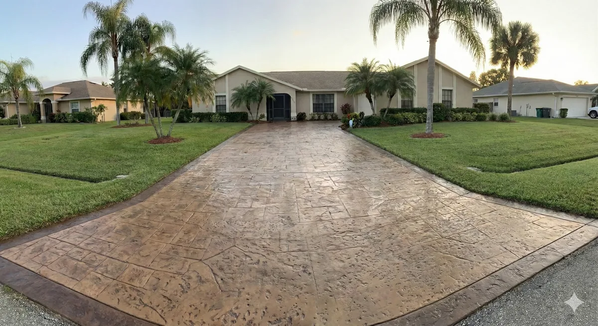 Beautiful decorative concrete driveway in Maitland