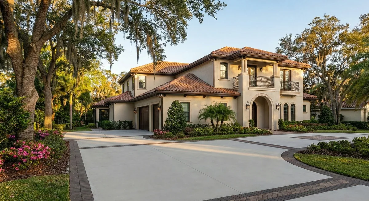 Elegant home with concrete driveway in Winter Park