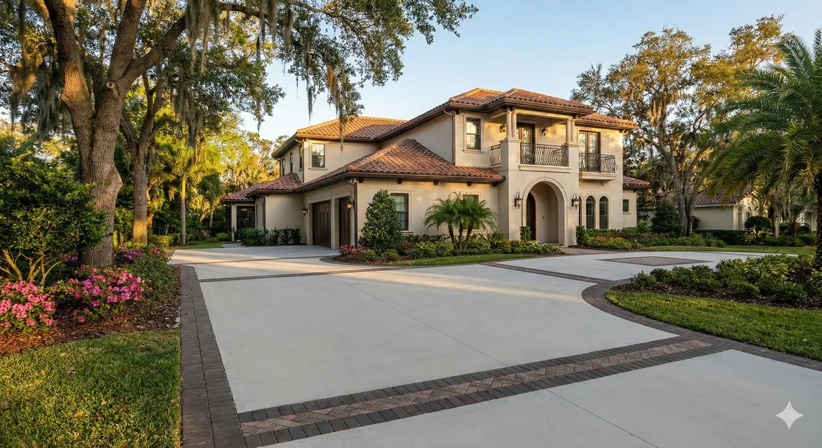 Elegant home with concrete driveway in Winter Park